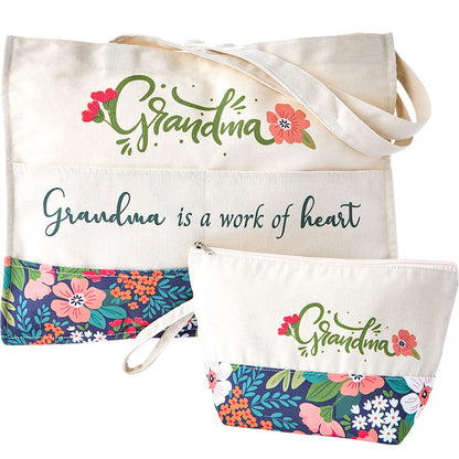 Floral Tote Bag and Clutch Matching Set