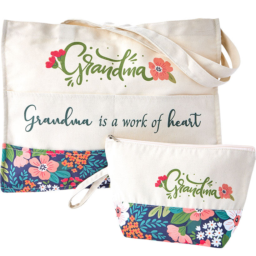 Floral Tote Bag and Clutch Matching Set