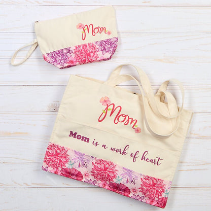 Floral Tote Bag and Clutch Matching Set