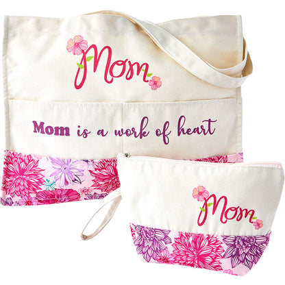 Floral Tote Bag and Clutch Matching Set