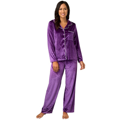 Velour Pajama Set 2 Pieces Red Purple