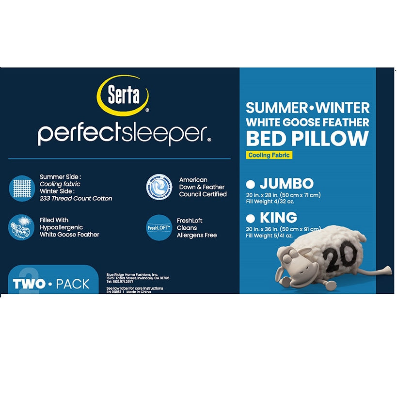 Serta 2-Pk. Summer and Winter Goose Feather Pillows#select-pack_2-pk.-jumbo