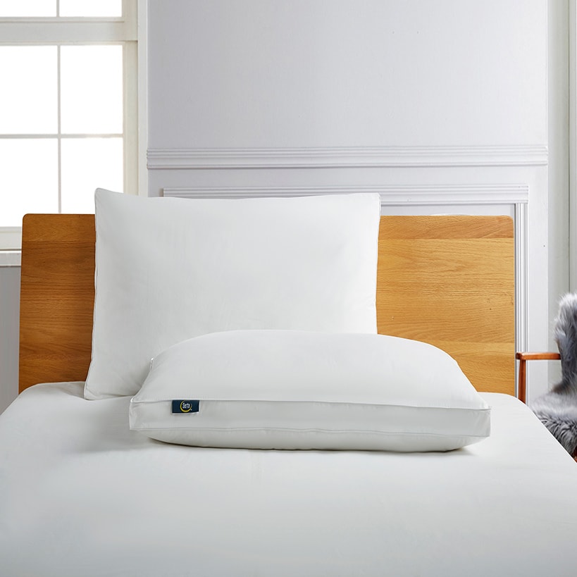 Serta White Goose Feather and Down Fiber Gusseted Pillow 2-Pk