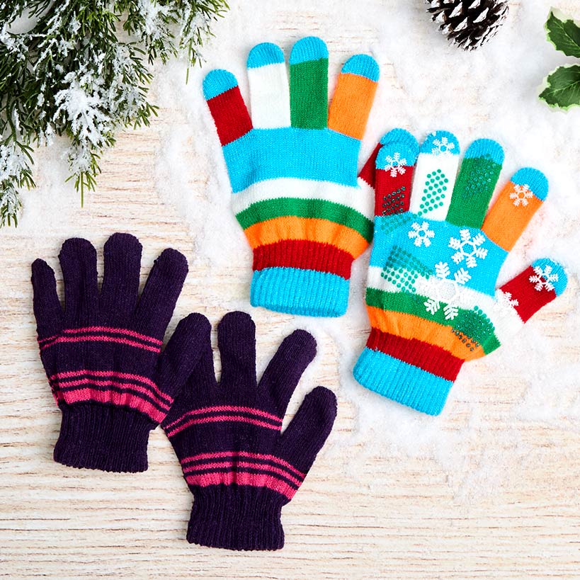 Kid's Winter Gloves 2 Pack#select-color_purple/snowflake
