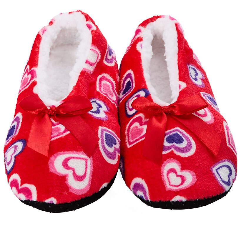 Women's Cozy Pull-On Slipper Socks with Grippers - Set of 2#select-color_purple/red