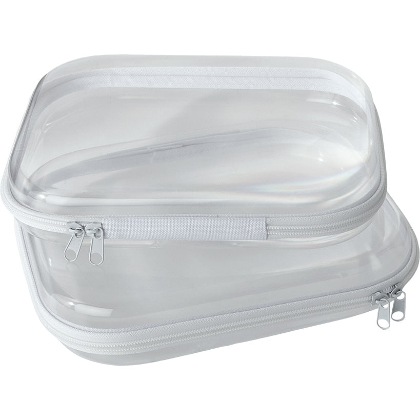 Clear Hard Plastic Zipper Container for Travel - 2-Pk.