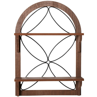 Decorative Wood-Like Console Table or Matching Shelf with Metal Scroll