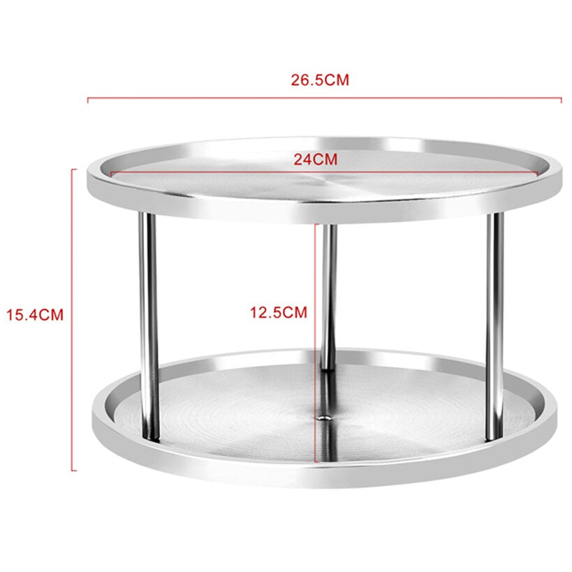Lazy Susan Turntable Organizer 2-Tier Rotating Rack