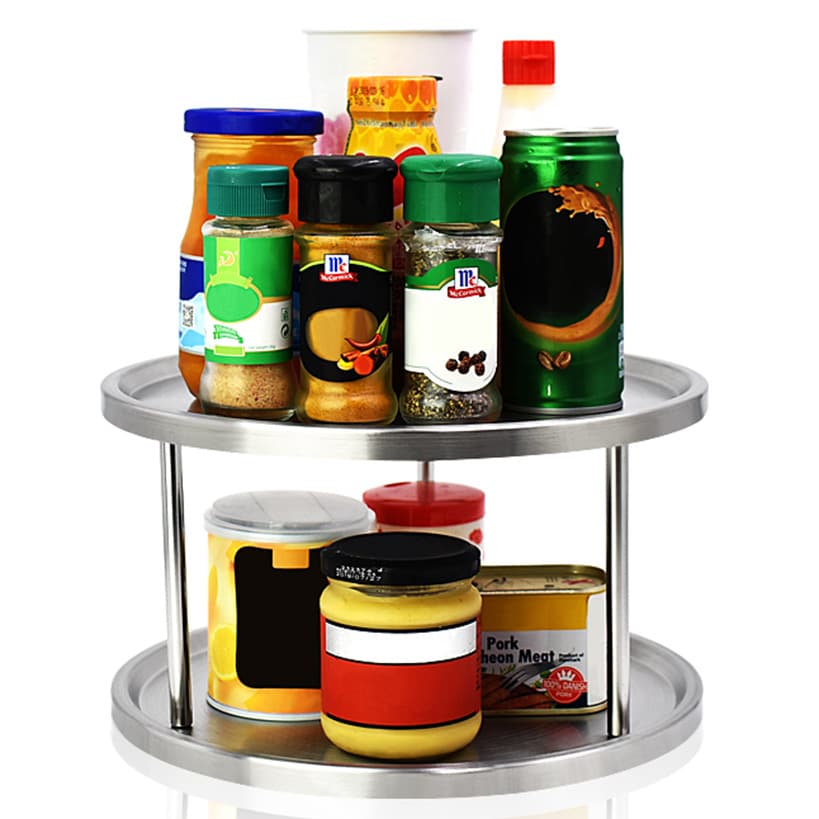 Lazy Susan Turntable Organizer 2-Tier Rotating Rack