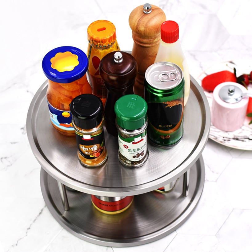 Lazy Susan Turntable Organizer 2-Tier Rotating Rack