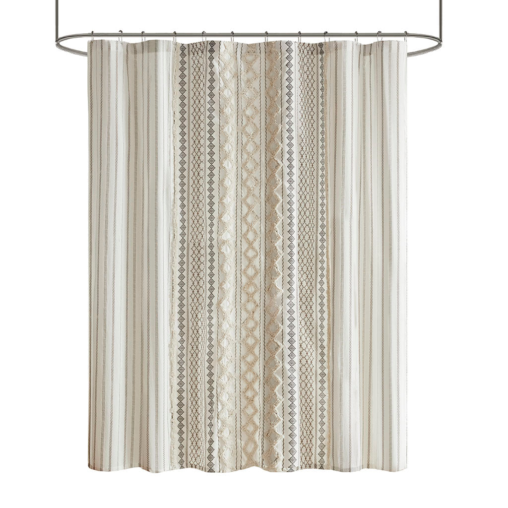 Cotton Printed Shower Curtain with Chenille - image 3