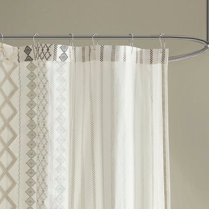 Cotton Printed Shower Curtain with Chenille - image 5