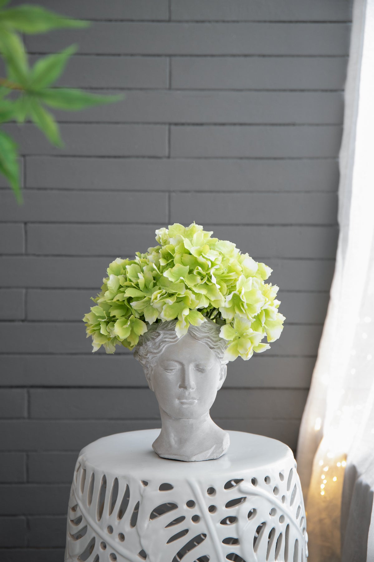 Greek Style Cement Head Planter - Indoor Outdoor Home Garden Decor, D6" x 9" - image 3