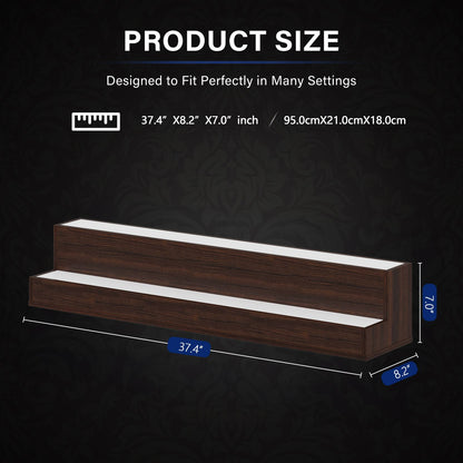 LED Lighted Liquor Bottle Display Shelf, 37 Inch Bar Display Shelf, DIY Illuminated Bottle Shelf with App & Remote Control, 2 Step Freestanding Holding Bottles for Home Bar, Party, Walnut - image 5