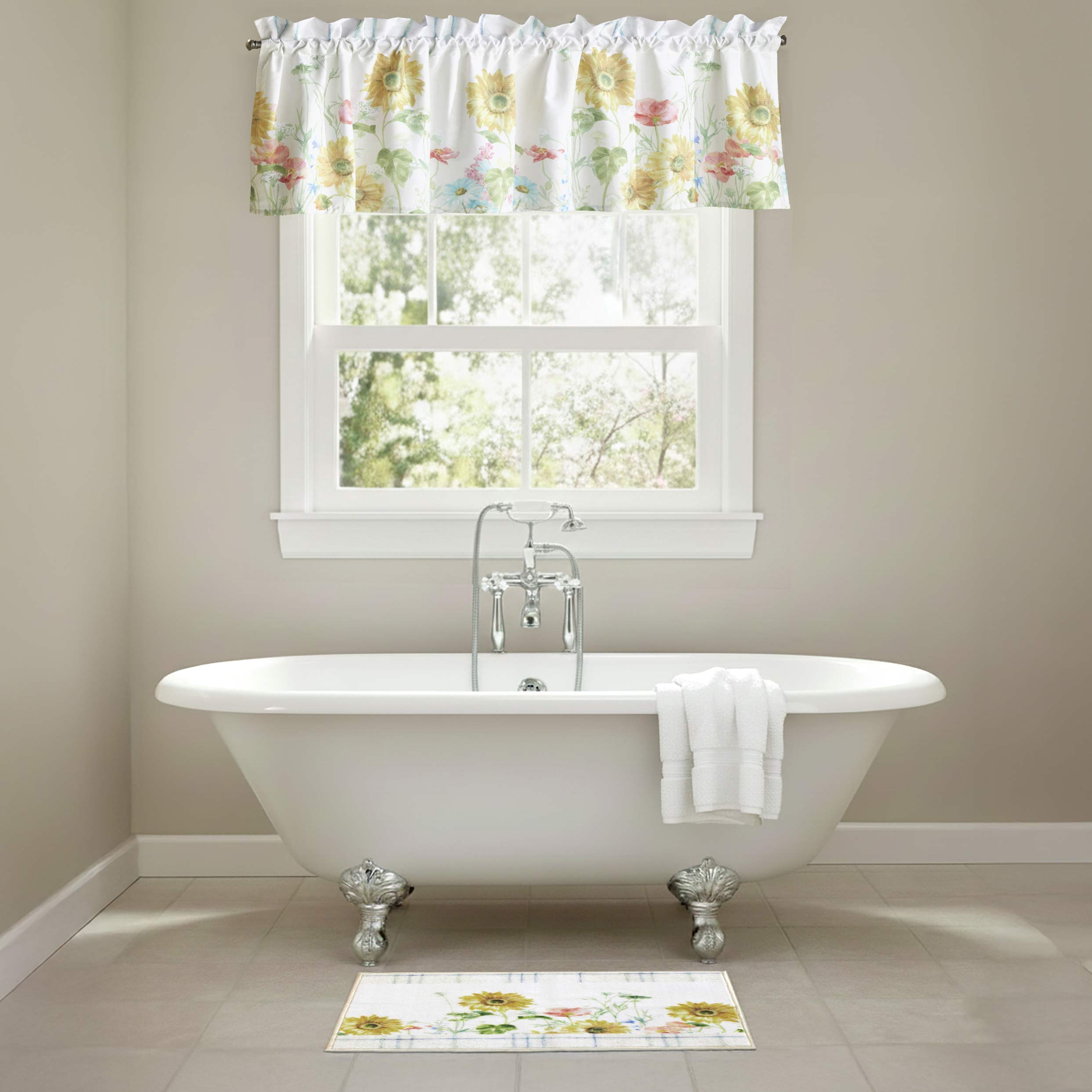 Farm Fresh Flowers Valance, Bath Rug or Shower Hooks Set of 12