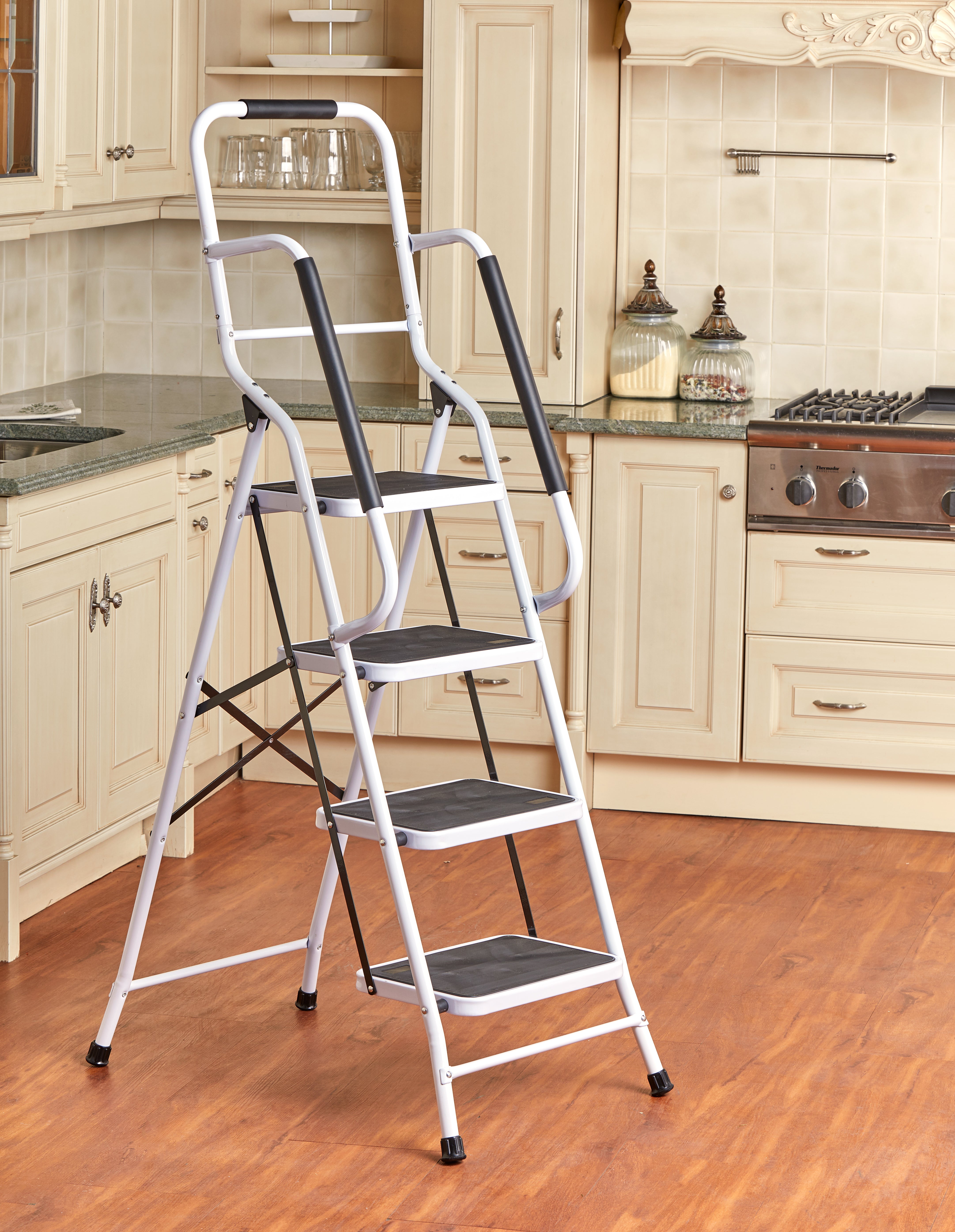3 or 4 Step Folding Ladder with Handrails or Ladder Tool Caddy