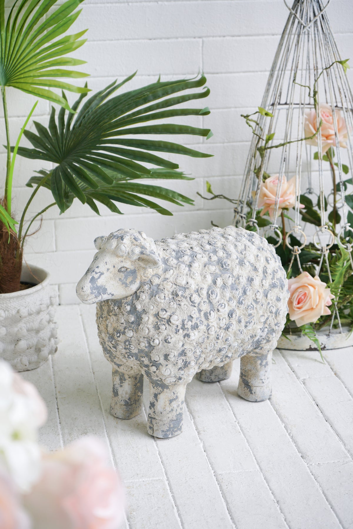 18x9.5x14" Magnesium Sheep Figurine with Weathered White and Gray Finish - image 4
