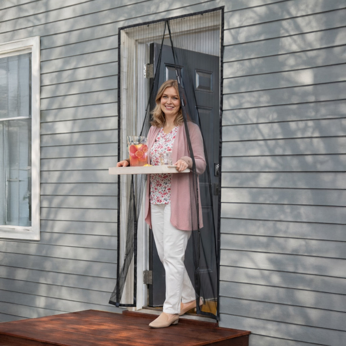 Magnetic Mesh Screen Door,  Measures 39" X 81"