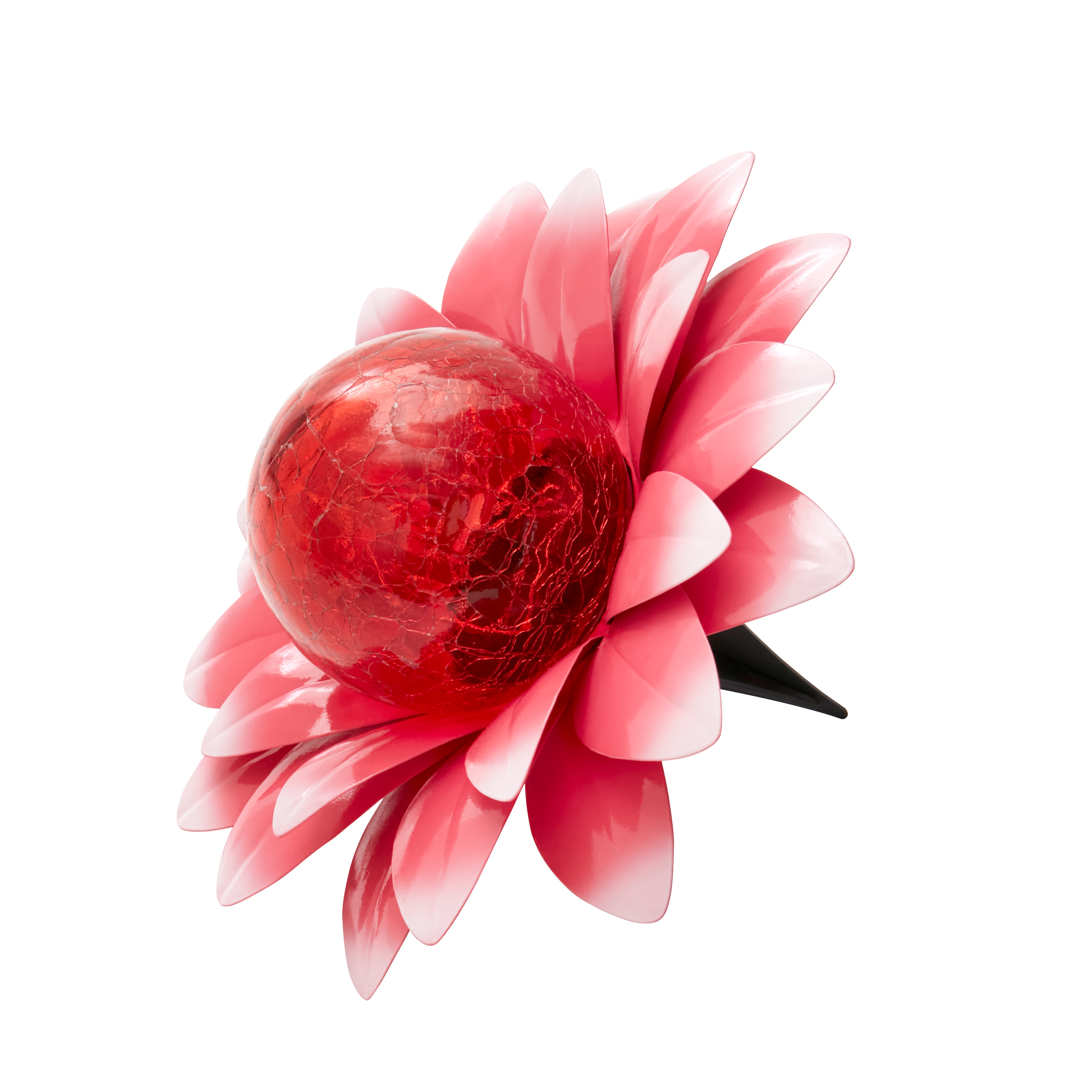 Pink Solar Gazing Ball Blooming Flower