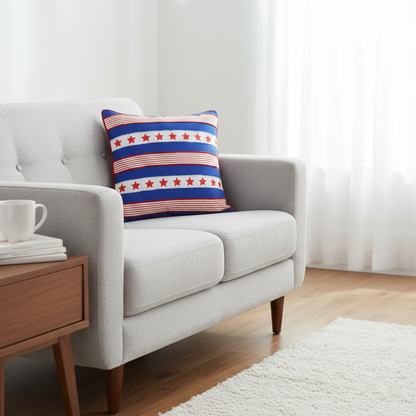 Americana Gnome Embroidered Decorative Pillow