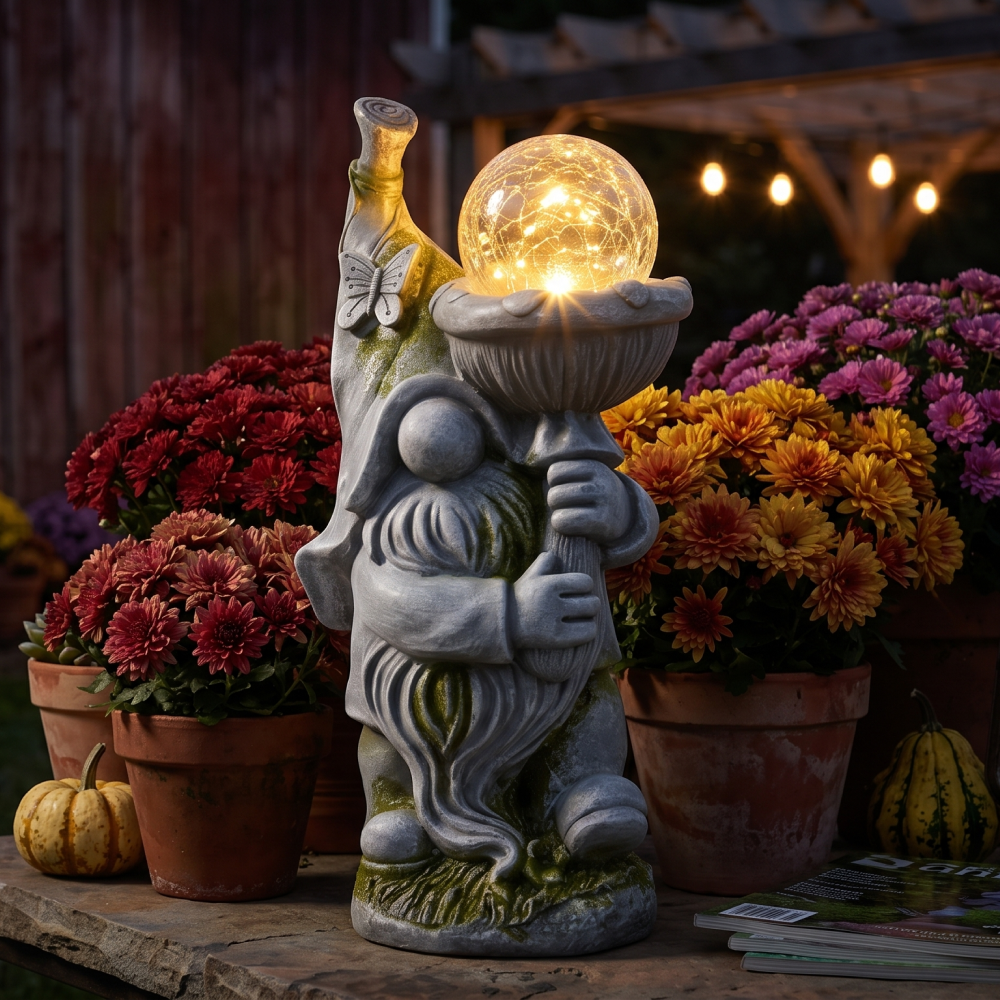 Solar Gnome Garden Statue