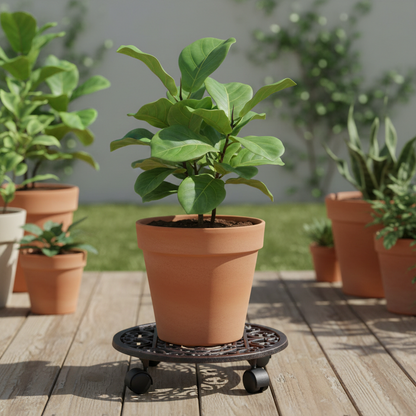 Filigree Round Antique Rust Plant Trolley
