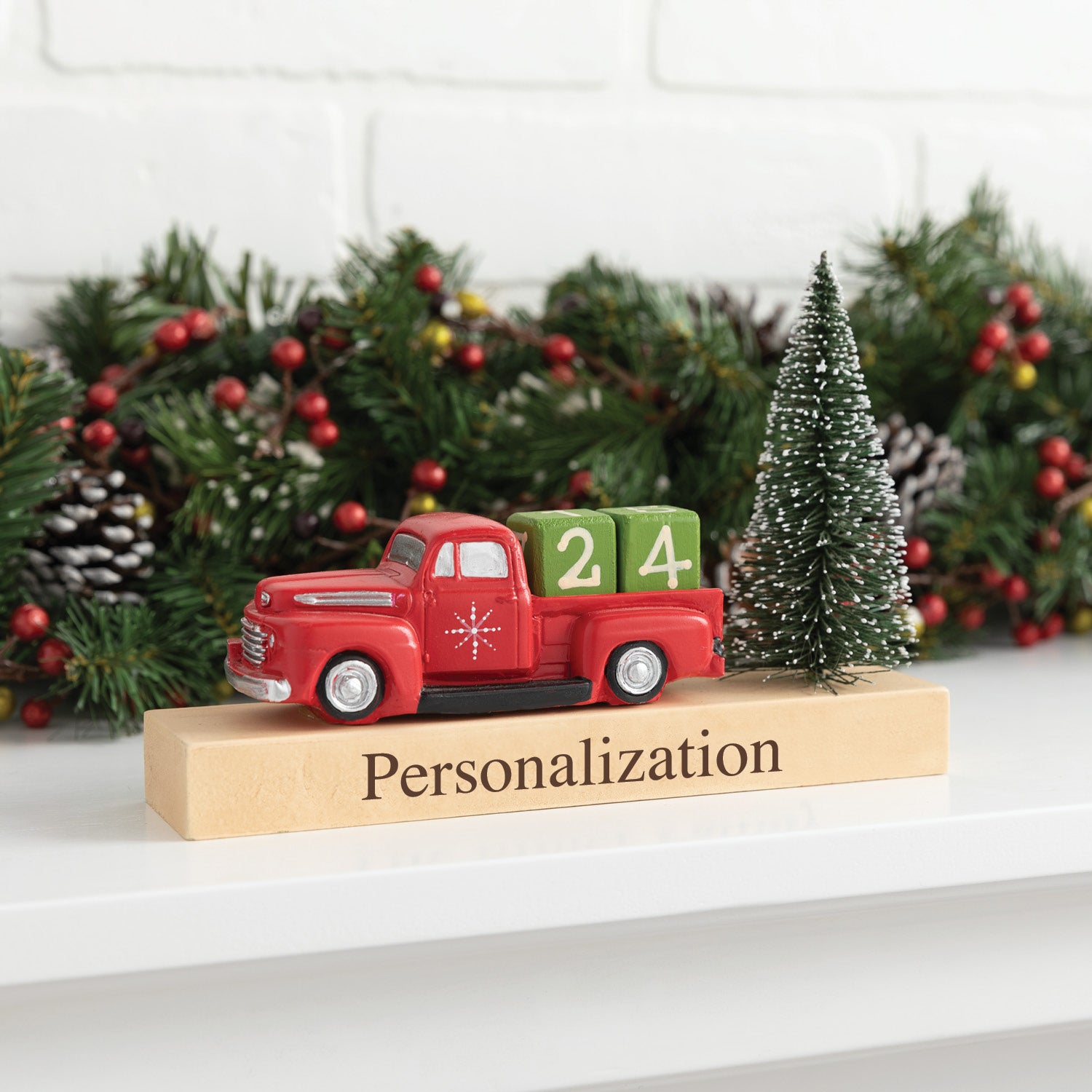 Personalized Red Truck with Countdown Blocks
