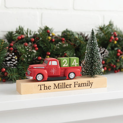 Personalized Red Truck with Countdown Blocks