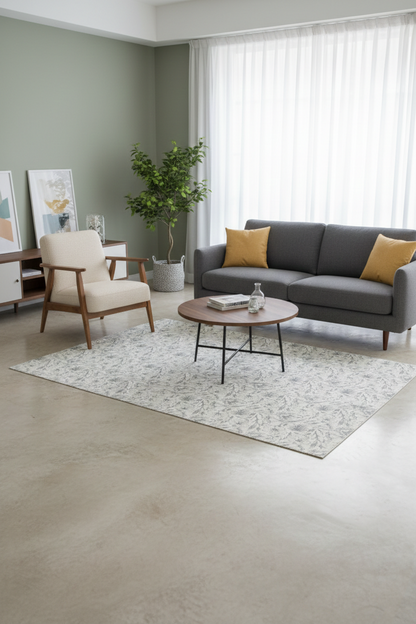 Washable Magnolia Floral Rugs or Runner