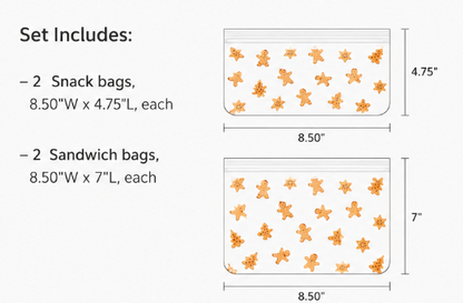 Gingerbread Reusable Food Storage Bags - 4-Pc.