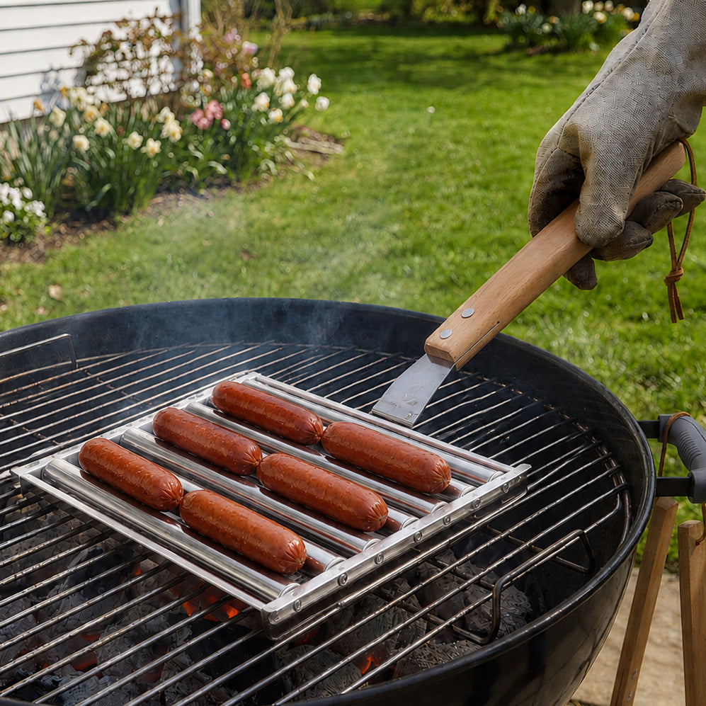 Hot Dog Roller Rack  for Grill or BBQ Stainless Steel