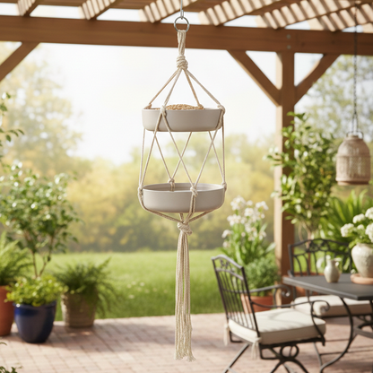 Macrame Bird Feeder and Waterer