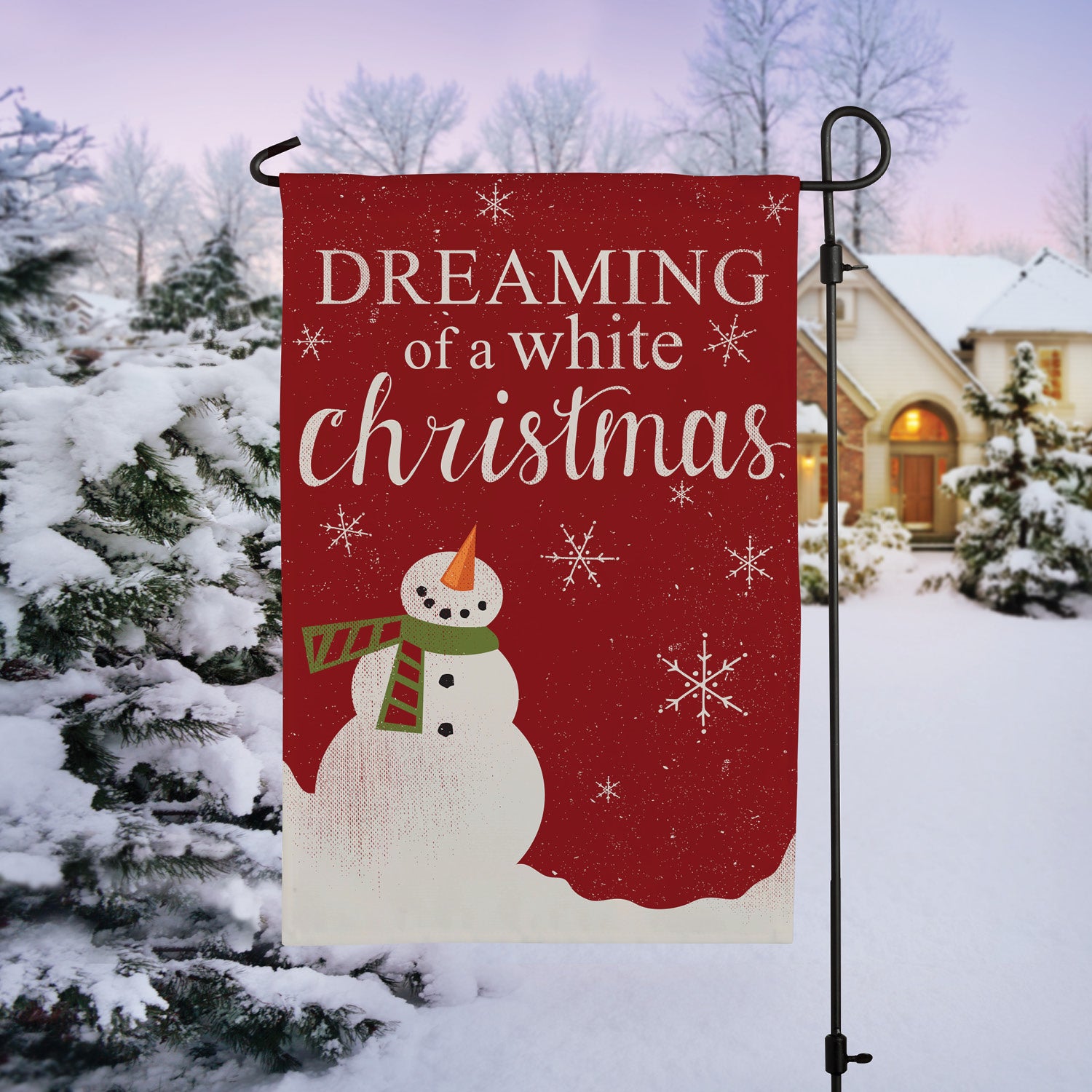 Dreaming of a White Christmas Snowman Garden Flag