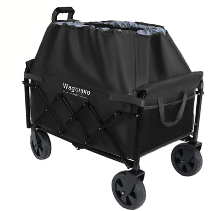Expandable Dual-Layer Utility Wagon with 100% Extra Space - 220lbs Grocery Cart for Camping, Shopping, Sports, Gardening, Fishing, Black - image 6