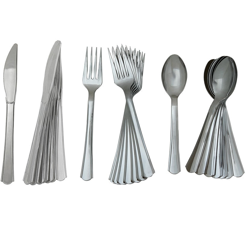Plastic Disposable Silverware Set of 24 or Serving Utensils Set of 4