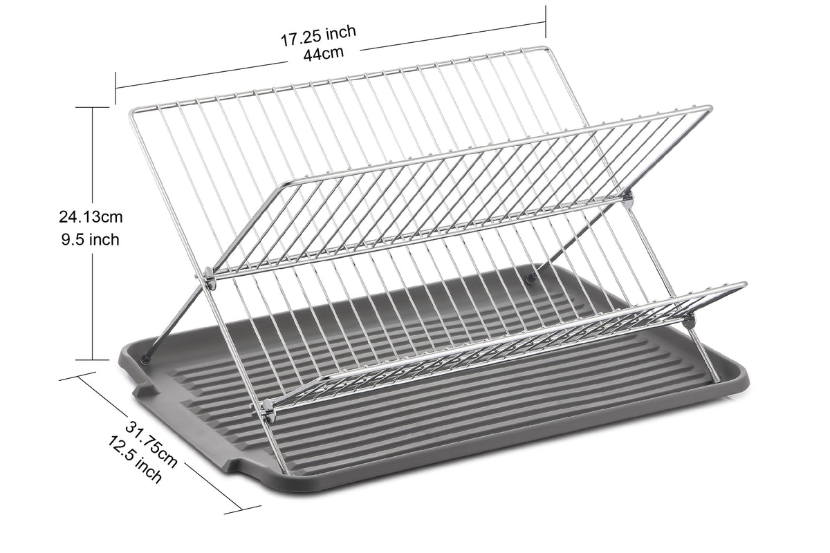 17 Inch X Shaped Stainless Steel 2-Tier Dish Rack for Kitchen Counter