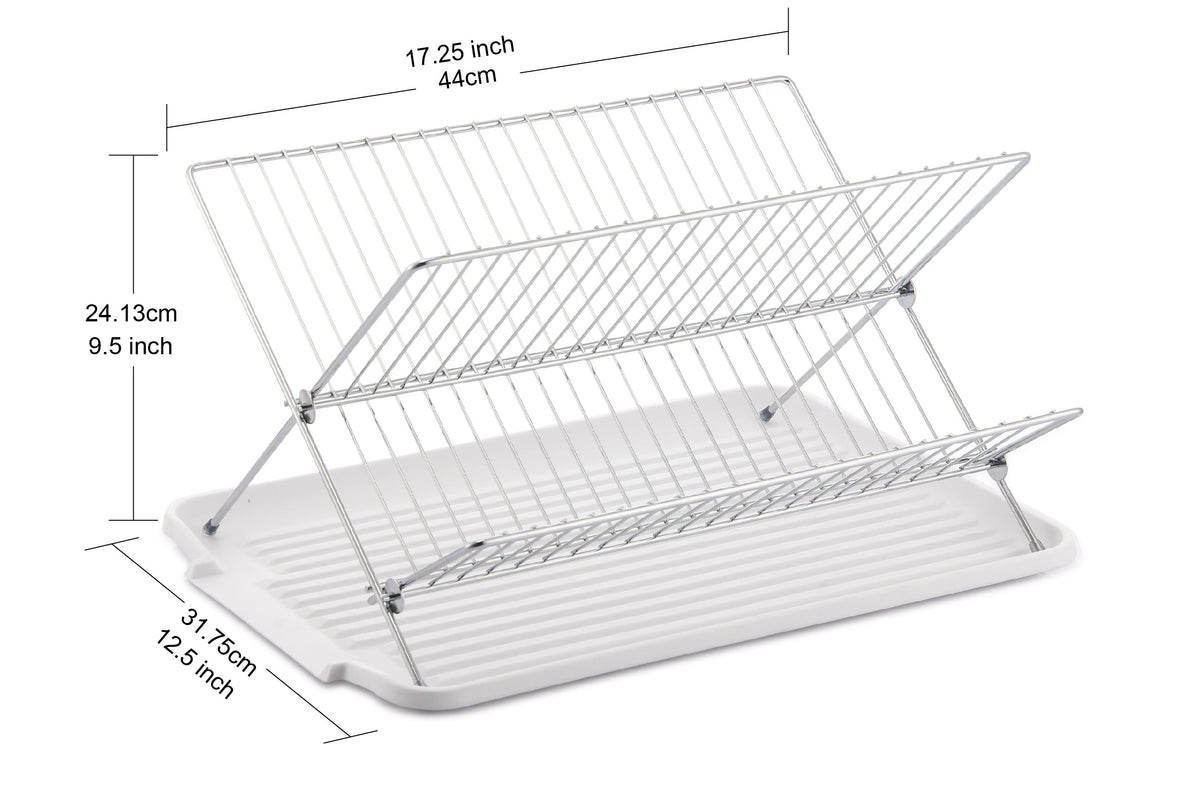 17 Inch X Shaped Stainless Steel 2-Tier Dish Rack for Kitchen Counter