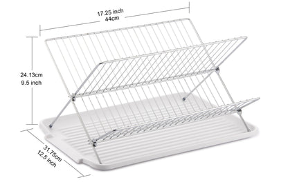 17 Inch X Shaped Stainless Steel 2-Tier Dish Rack for Kitchen Counter