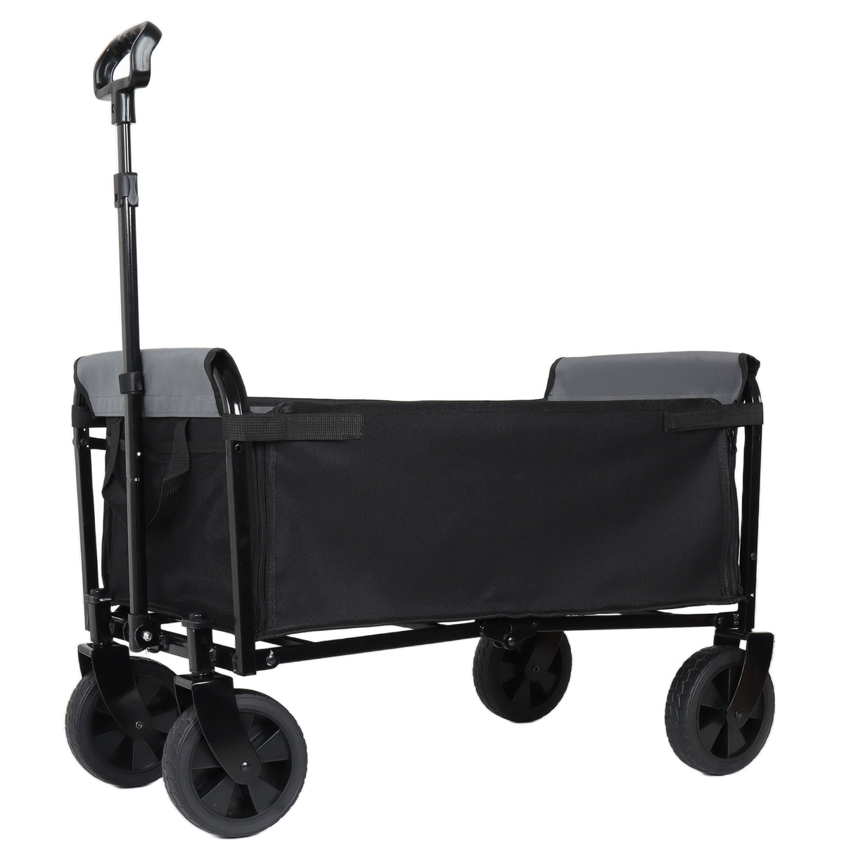 Collapsible Wagon with Wheels - 3 in 1 Lightweight Utility Camping Wagons Carts Foldable with 220lbs Weight Capacity, Cup Holders, for Pet Riding, Groceries, Camping, Shopping (Black) - image 7