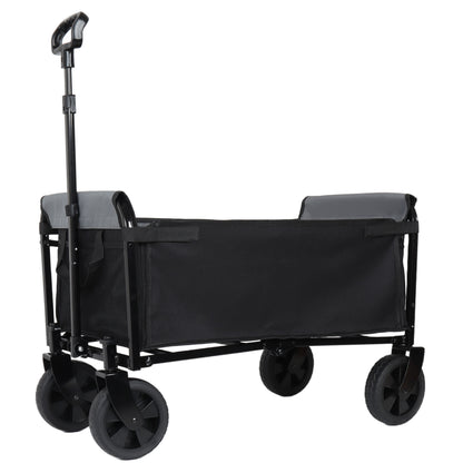Collapsible Wagon with Wheels - 3 in 1 Lightweight Utility Camping Wagons Carts Foldable with 220lbs Weight Capacity, Cup Holders, for Pet Riding, Groceries, Camping, Shopping (Black) - image 7