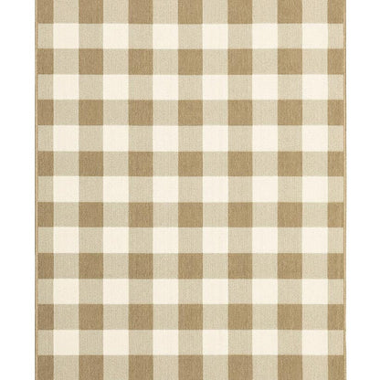 Indoor/Outdoor Beige Buffalo Plaid Rug