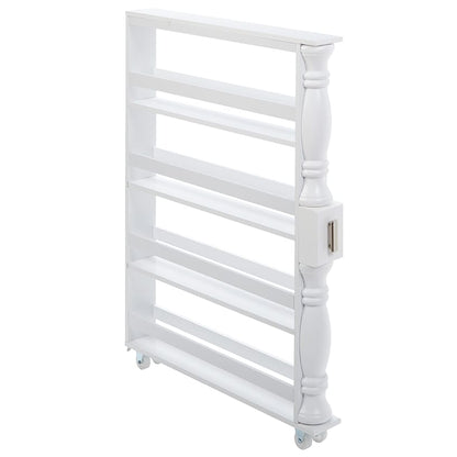 Slim Wooden Spice Rack Cabinet with Wheels - Walnut, White, Black