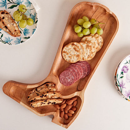 2-Section Dolly Parton Acacia Wood Boot Serving Tray