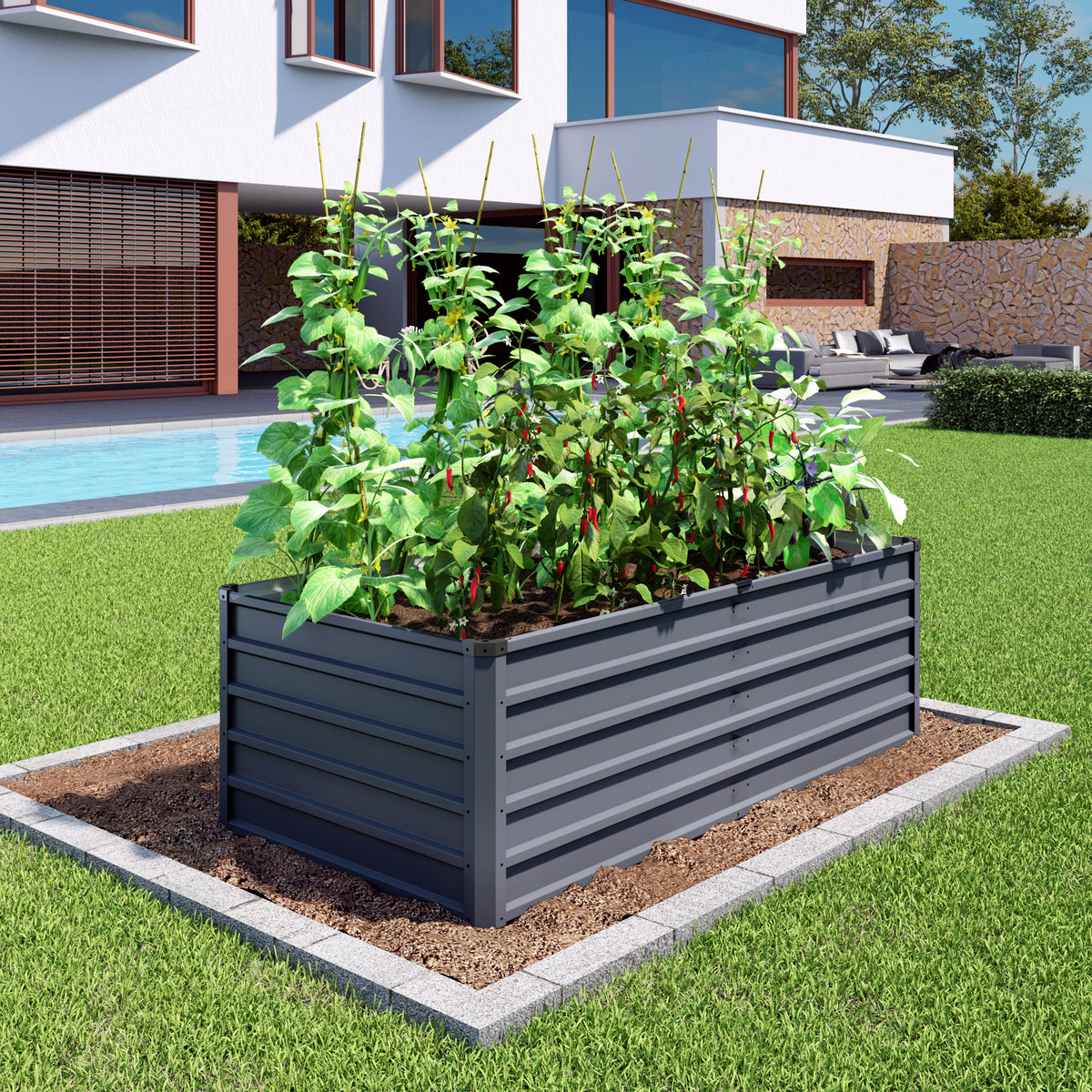 6x3x2ft Large Raised Garden Bed, Gray Rectangular Galvanized Metal Outdoor Planter with 269 Gallon Capacity and Deep Root Design, Ideal for Growing Vegetables, Flowers and Herbs - image 12