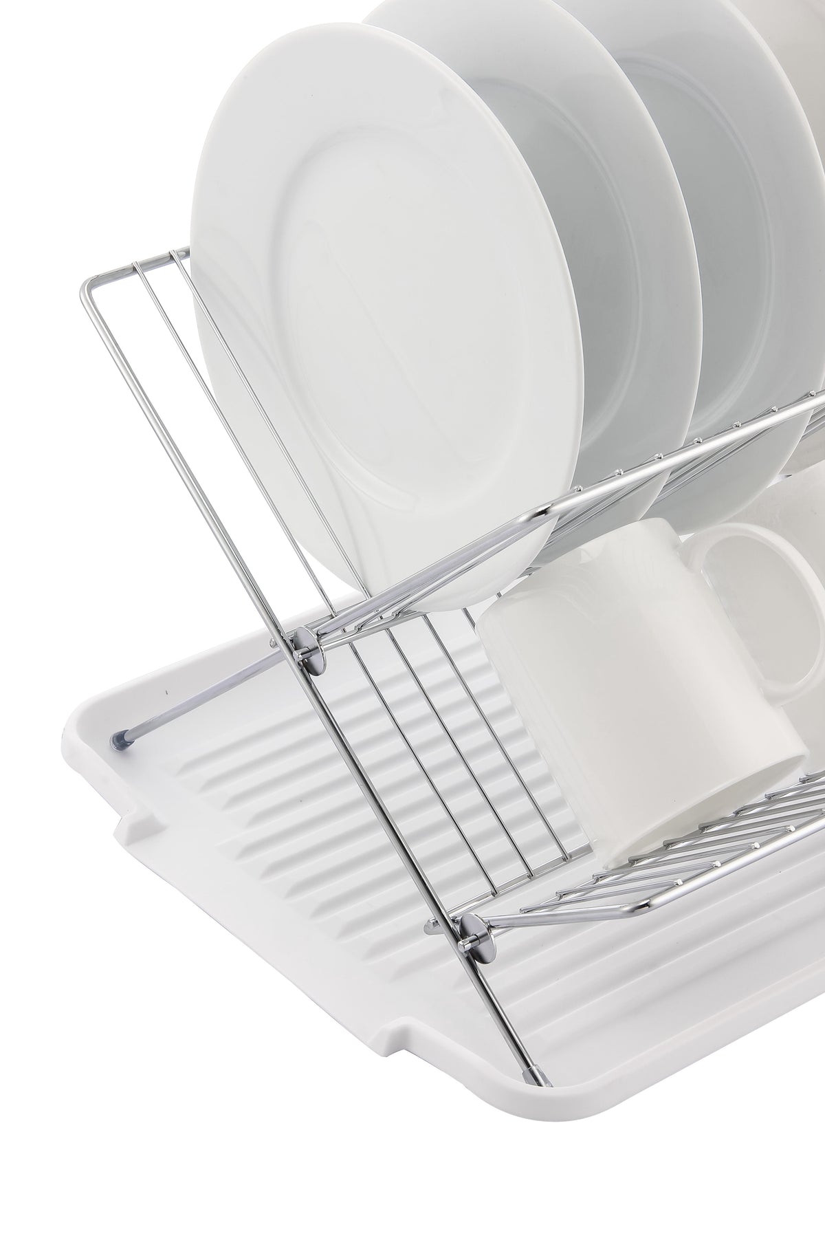 17 Inch X Shaped Stainless Steel 2-Tier Dish Rack for Kitchen Counter