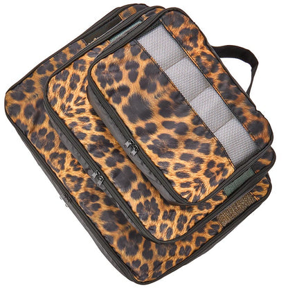 Travel Packing Cubes in Cheetah Print - Set of 3