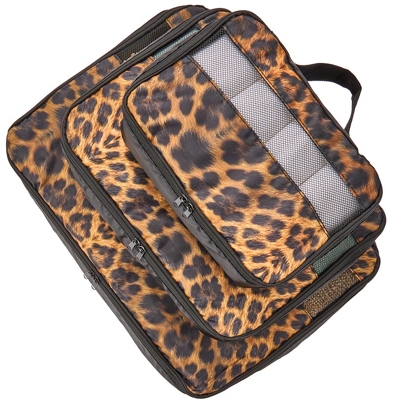 Travel Packing Cubes in Cheetah Print - Set of 3