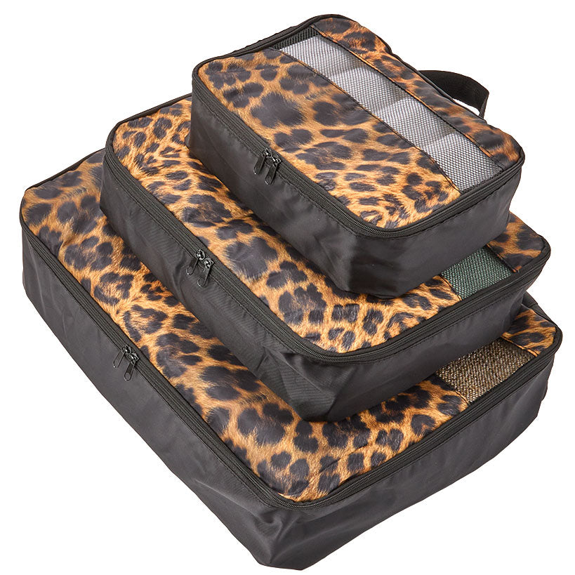 Travel Packing Cubes in Cheetah Print - Set of 3