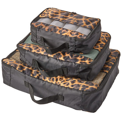 Travel Packing Cubes in Cheetah Print - Set of 3