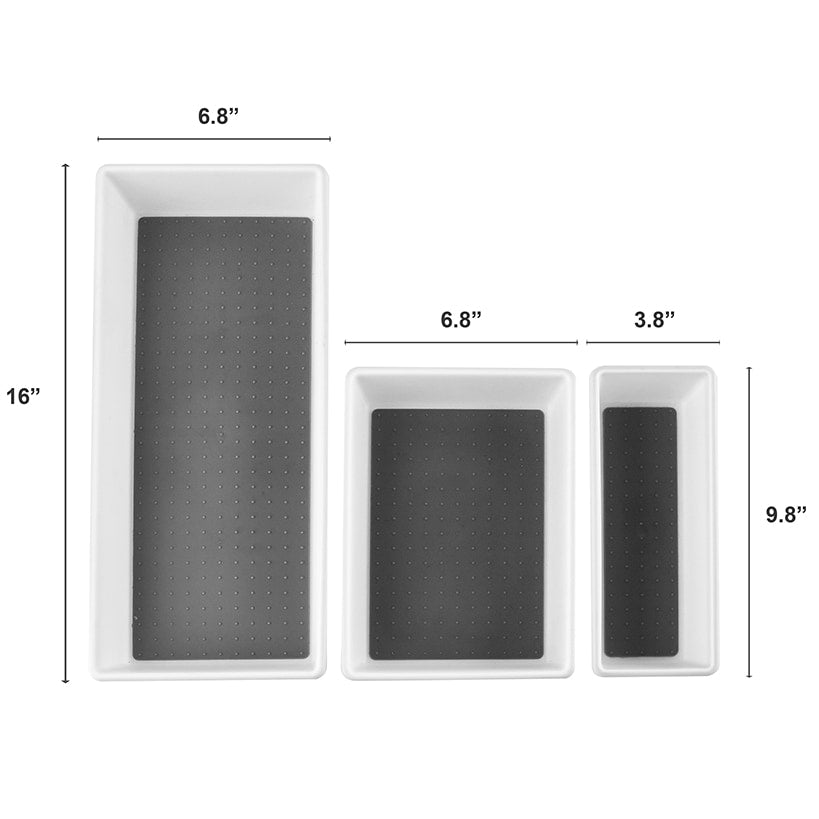 Drawer Organizer Trays Anti Skid Bases 3pc